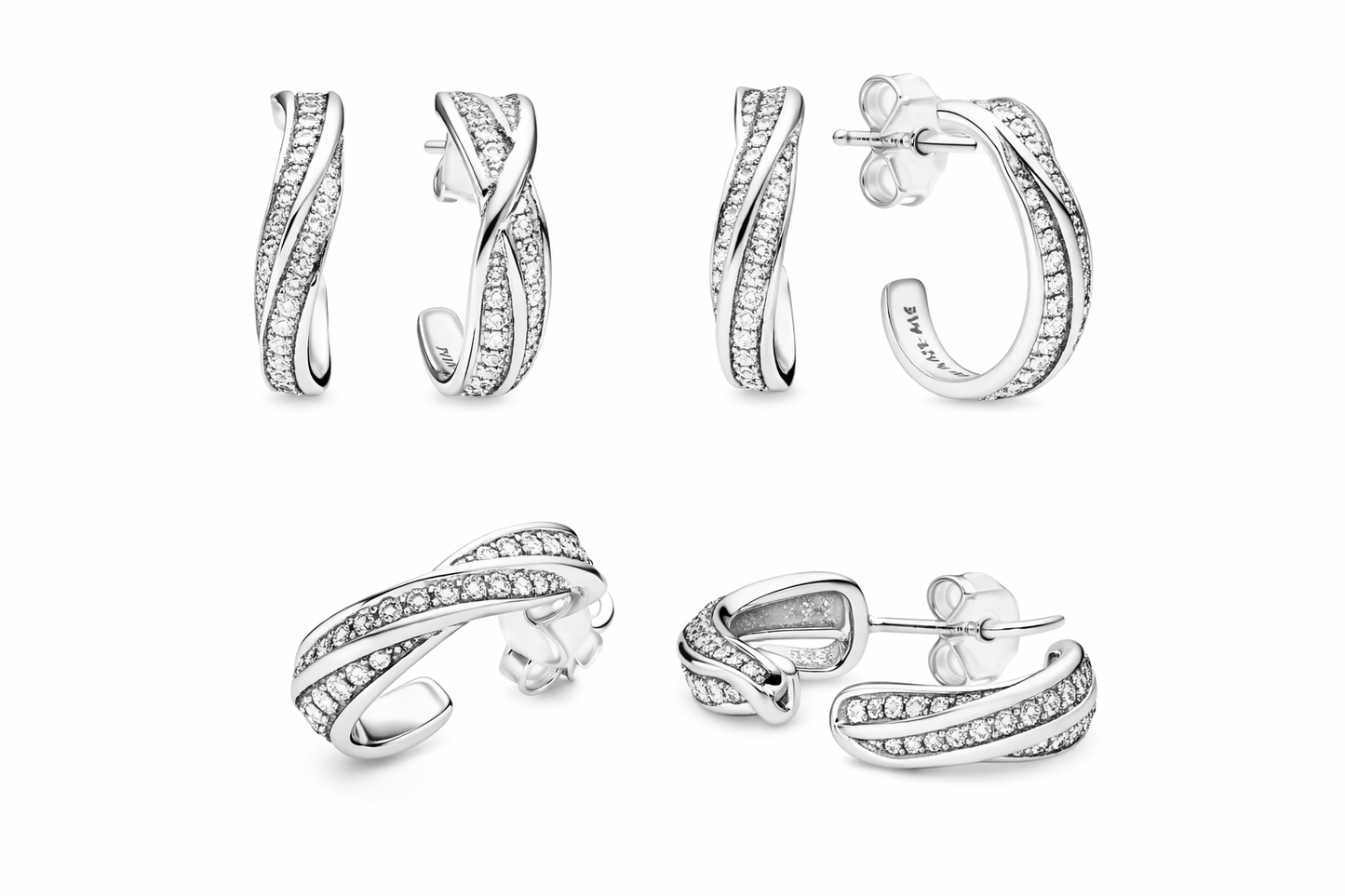 Pandora Aretes de Plata con Zirconias | Brillo Cristalino y Elegancia Minimalista