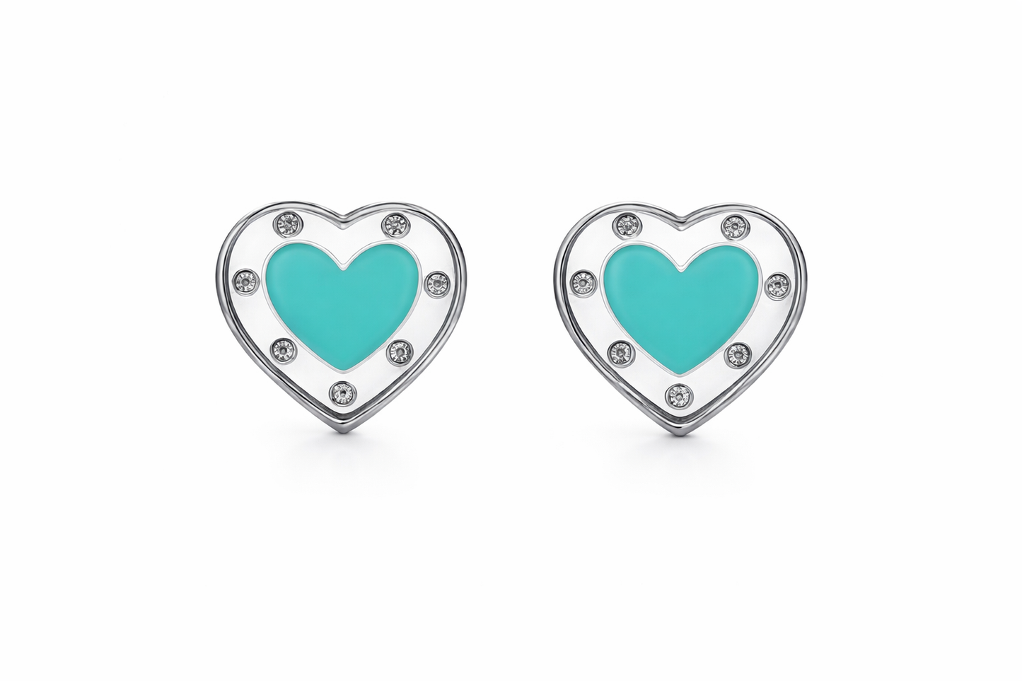 Aretes Corazón Turquesa con Zirconias | Brillo Elegante, Delicado y Femenino