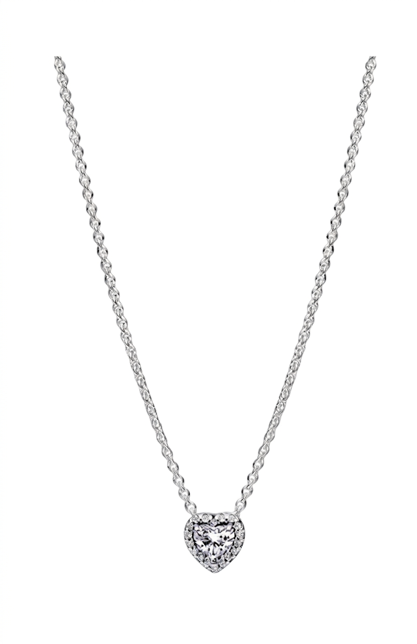 Pandora Collar Corazón Brillante – Plata de Ley | Amor y Brillo en una Joya Atemporal