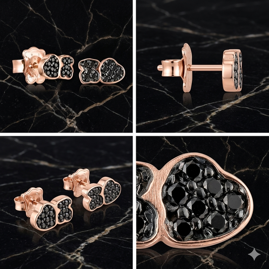 Tous Pendientes de Oro Rosa 18kt con Diamantes Negros Pavé | Lujo Absoluto y Audacía Femenina