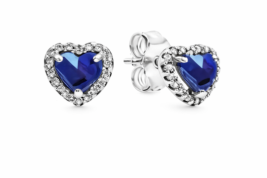 Pandora Aretes Corazón con Zafiro Azul | Romanticismo Real y Brillo Profundo
