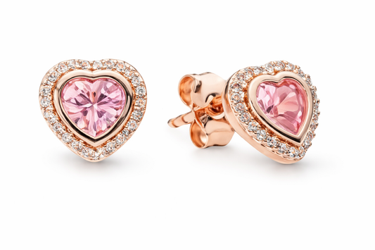 Pandora Aretes Corazones en Oro Rosa | Amor, Dulzura y Feminidad Radiante