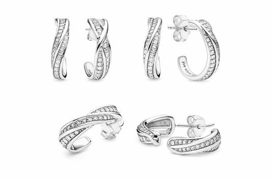 Pandora Aretes de Plata con Zirconias | Brillo Cristalino y Elegancia Minimalista