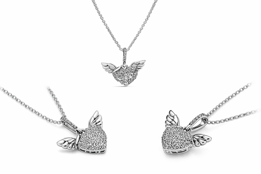 Pandora Collar Corazón Alado en Plata | Amor Libre y Elegancia que Vuela